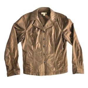 Coldwater Creek Bronze Metallic Jacket Light Coat Cotton Shaped Size 10